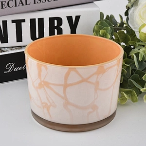 11oz glass candle holders with marble painting