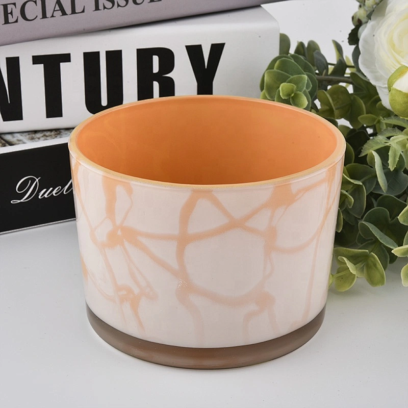 11oz glass candle holders with marble painting