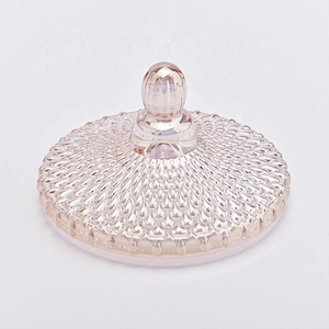 Pink embossed candle holder with lid home decoration wholesale