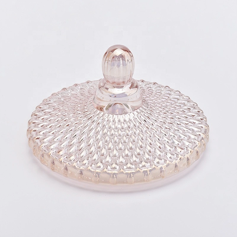 Pink embossed candle holder with lid home decoration wholesale