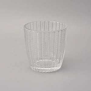 Classic clear glass candle jars lines and dots wholesale for home decoration