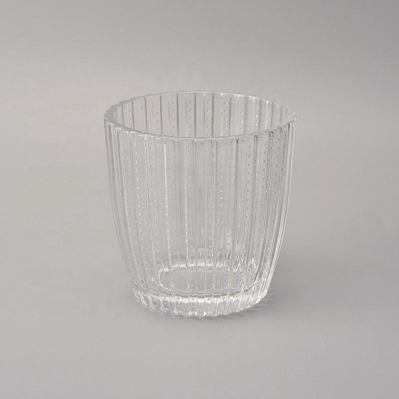 Classic clear glass candle jars lines and dots wholesale for home decoration
