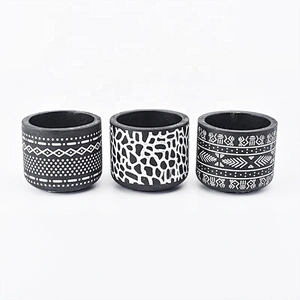 Wholesale custom black concrete candle holder cylinder home decoration