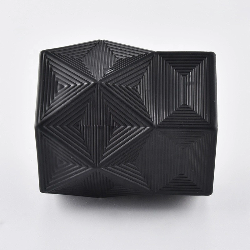 8oz 10oz 12oz Sunny black Luxury Hexagon custom glass candle jar