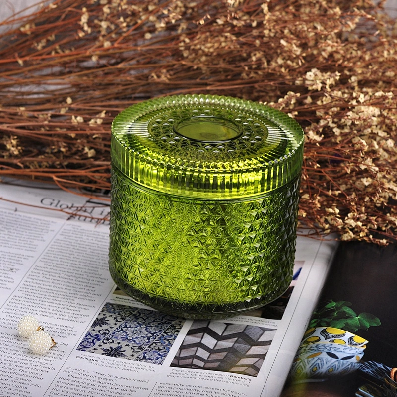 Wholesales luxury spray colored glass jar candle with glass lid