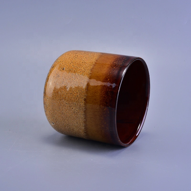 Cylinder brown ceramic candle jars wholesales