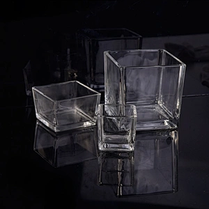 Wholesales Clear Square Glass Candle Jars Home Decoration