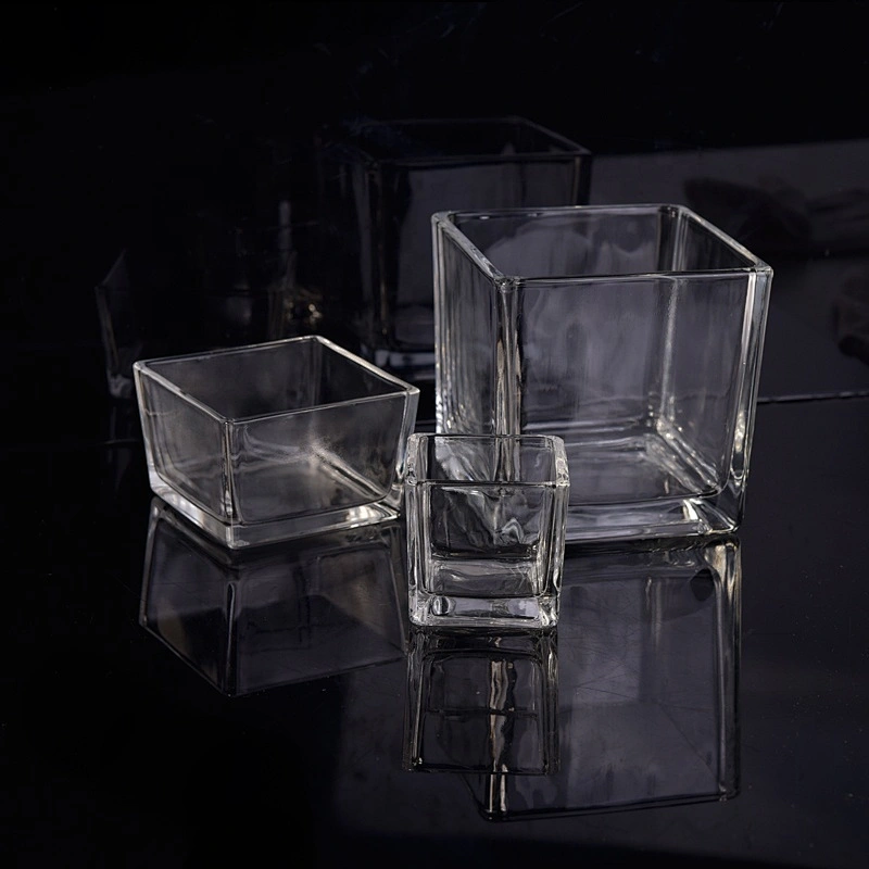 Wholesales Clear Square Glass Candle Jars Home Decoration