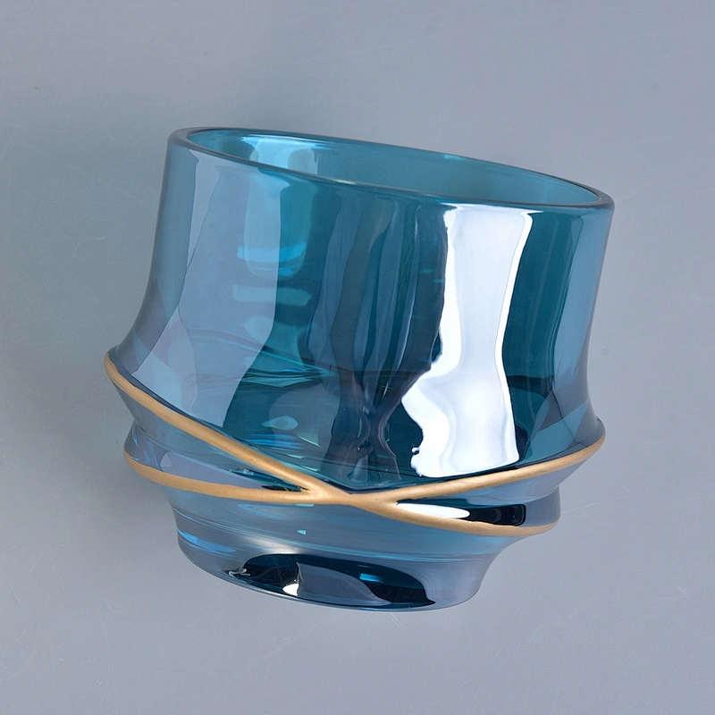 Sunny glassware luxury blue white wedding tealight Glass candle holders decor
