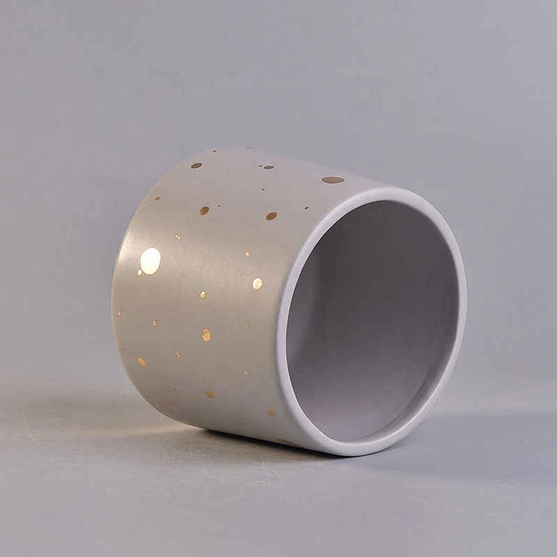 Sunny custom empty grey matte ceramic candle container with wood lid