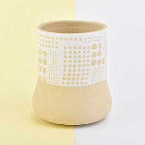 Yellow frosted customized candle jars ceramic candle holder wedding centerpieces
