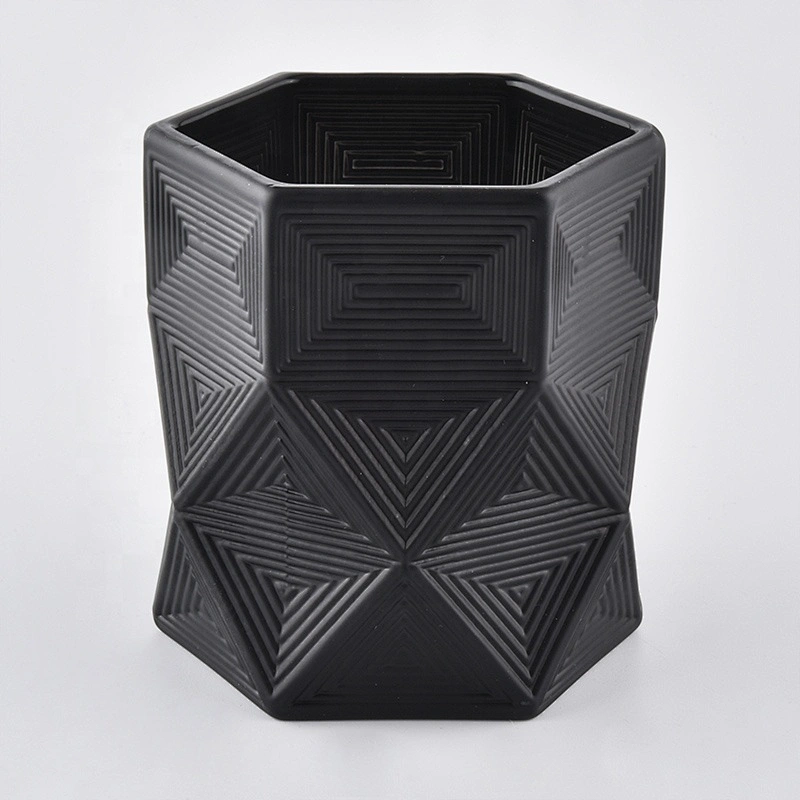 8oz 10oz 12oz Sunny black Luxury Hexagon custom glass candle jar