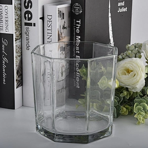 hexagonal glass candle jars with large capacity