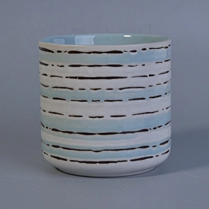 Empty hand painting ceramic candle containers votive candle holders home decoration factory
