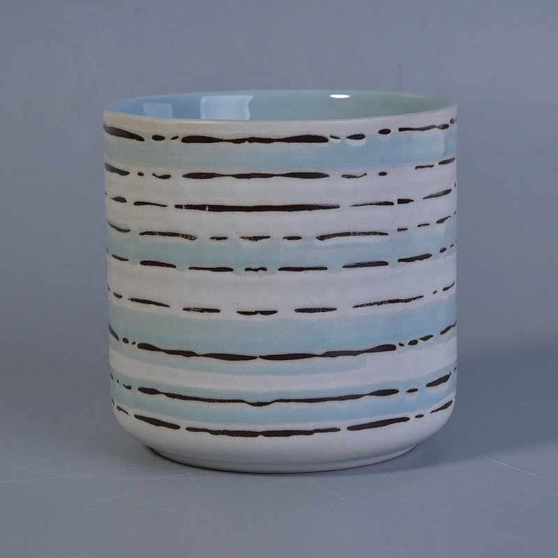 Empty hand painting ceramic candle containers votive candle holders home decoration factory