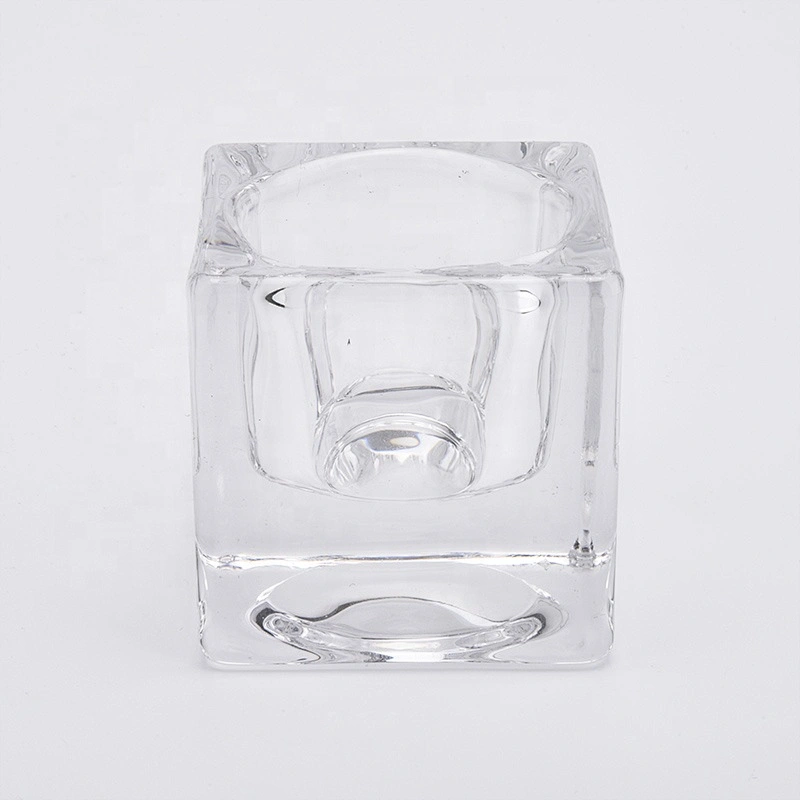 Wholesales Square Glass Candle Holders Thick Votive Candle Jars Home Decor