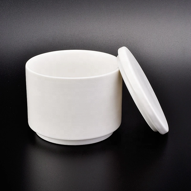 Wholesale White Ceramic Candle Holder with Lid Home Decoration