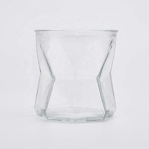 Irregular Geometric Clear Glass Candle Vessel Home Decor Wholesales