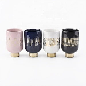 Luxury ceramic candle jars with gold printing