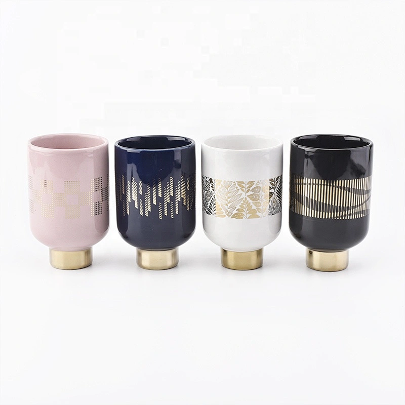 Luxury ceramic candle jars with gold printing