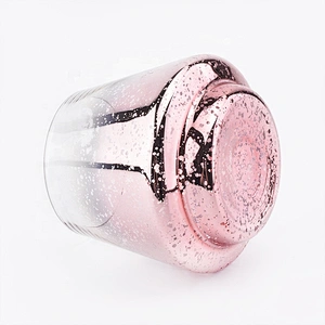 435ML Candle Jar Glass Candle Holder with Luxury Mercury Decorating Pink