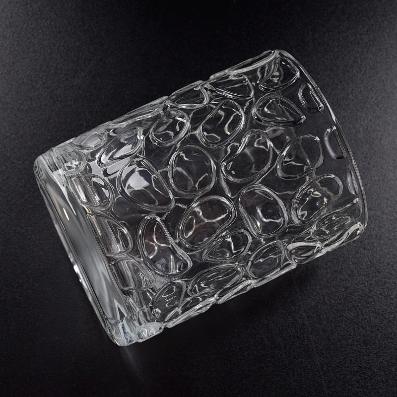 Clear Glass Candle cup fingerprint pattern candle container home Decor