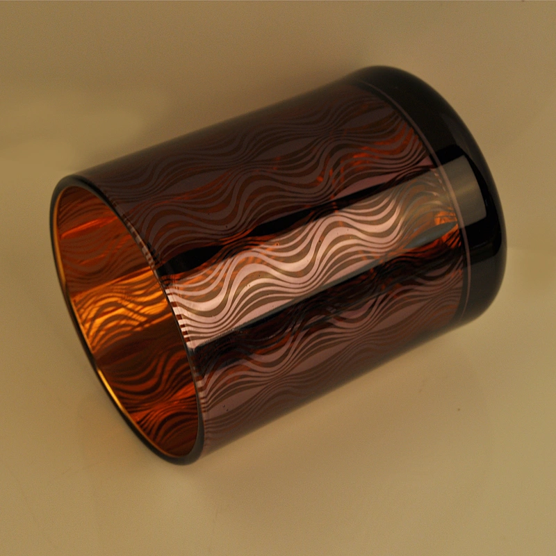 Wholesales luxury cylinder electroplated glass custom candle jas 8oz