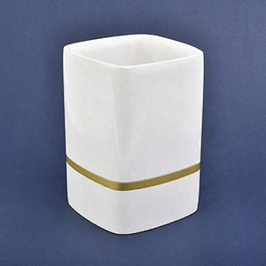 Square white glazed custom ceramic candle containers votive scented candle holders wedding decor