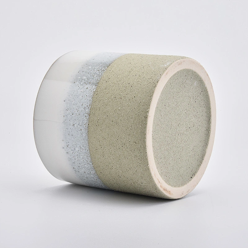 three-color ceramic jar for candle making, cylinder ceramic candle container 620ml