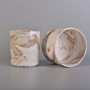 Cylinder marble ceramic candle jars for home decor