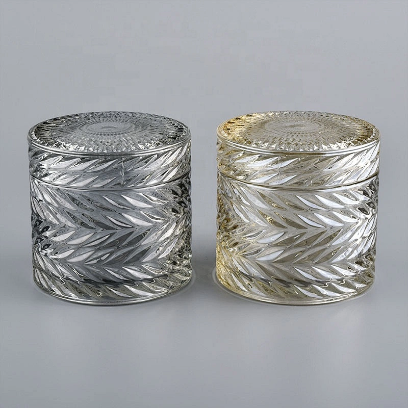 New Arrival GEO Cutting Glass Candle Jar With Lids