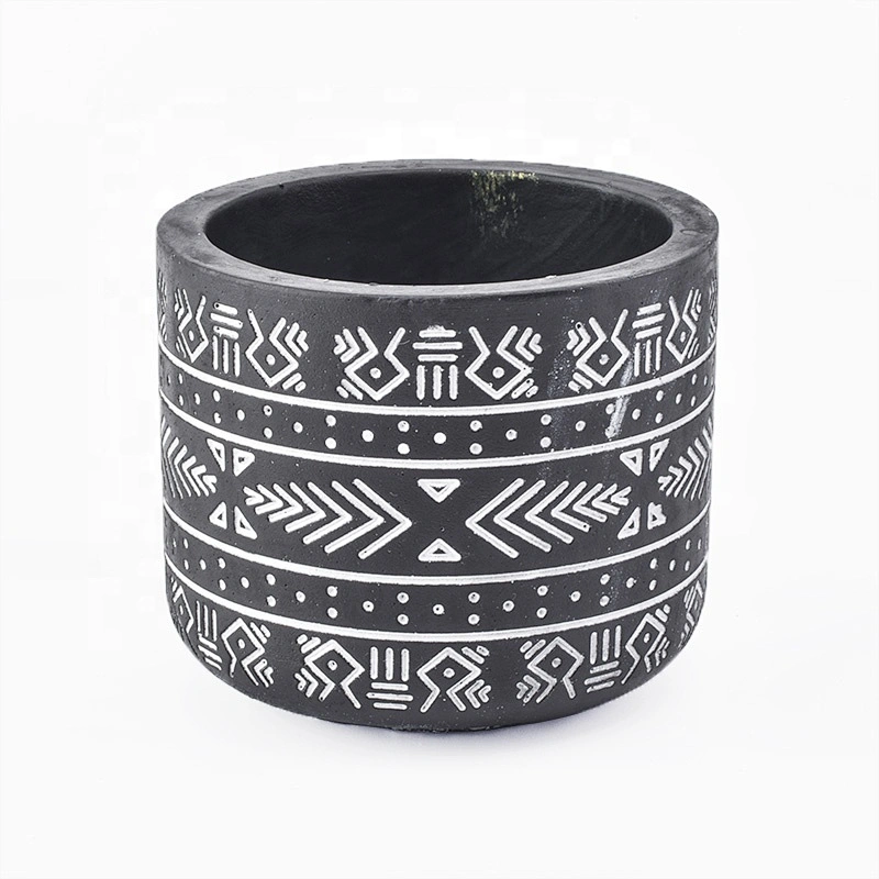 Wholesale cylinder black concrete candle vessel party decoration