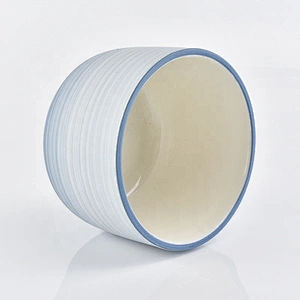Wholesale Large Ceramic Gradient Blue Candle Jar Round Bottom Home Decoration