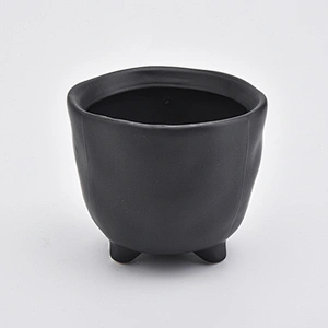 Matte black ceramic jar candle vessels 8 oz