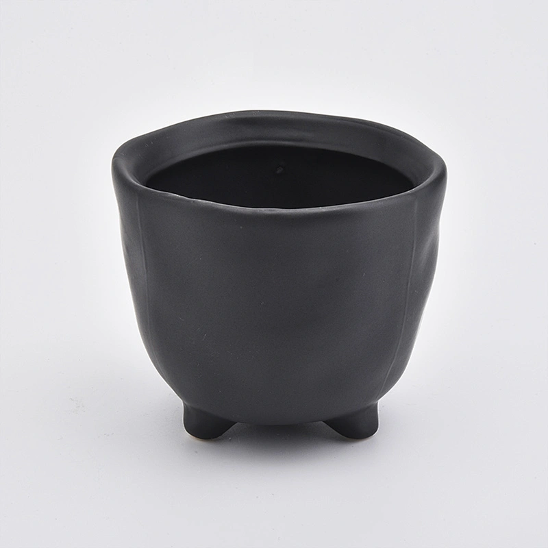 Matte black ceramic jar candle vessels 8 oz