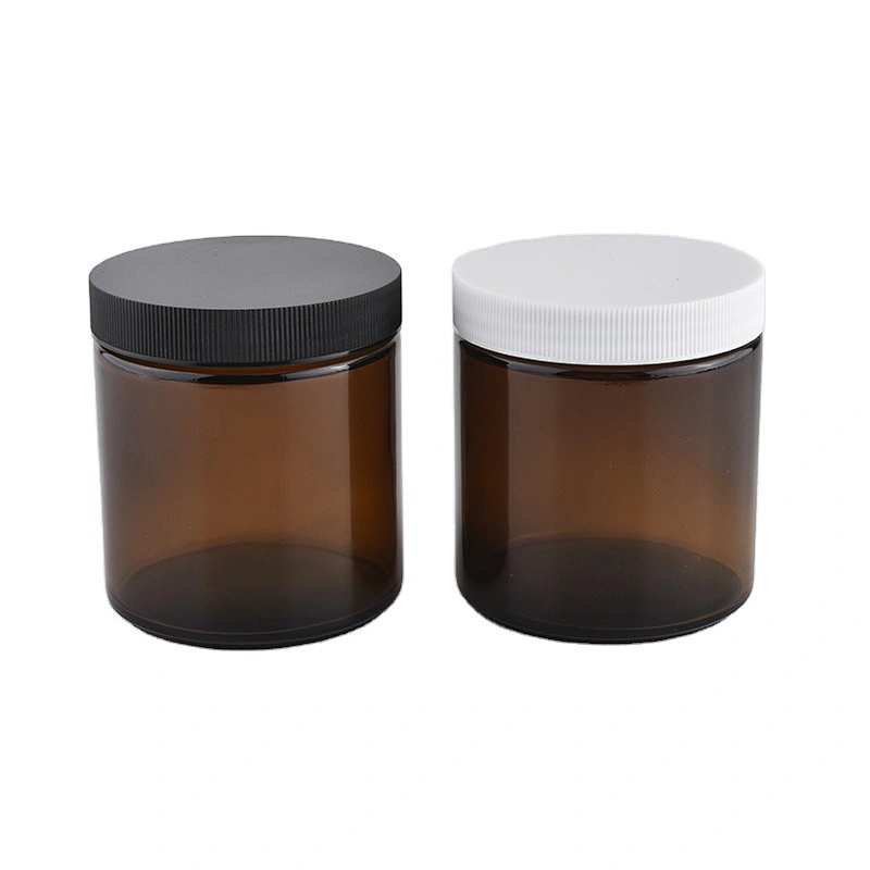 Hot selling brown custom finish candle glass container with white cover