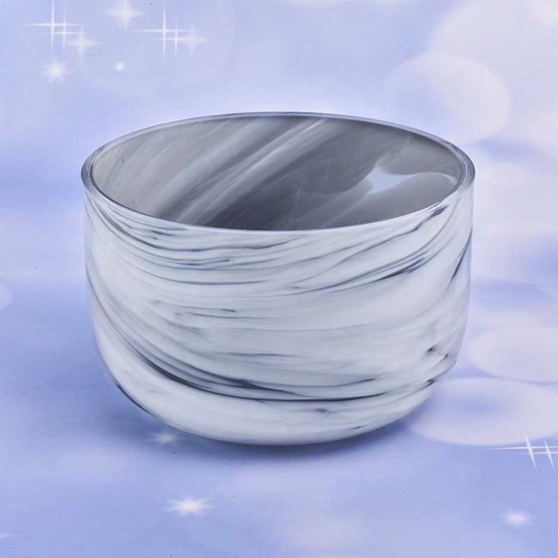Marble painted glass candle  holders  560ml multi colors home decoration