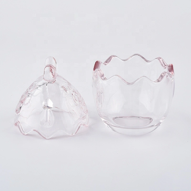 egg design pink colored glass candle jars