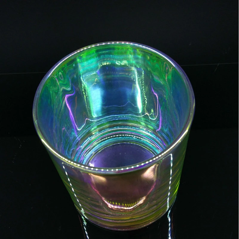 unique decor glass candle holder, iridescent glass vessel for candles