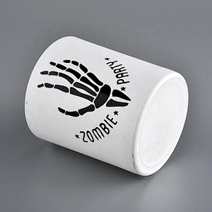 hands skeleton white glass candle jars