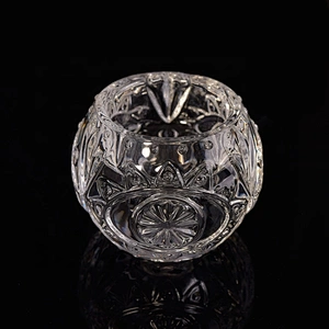 Transparent crystal emboss candle jar tealight glass candle vessel home decoration wholesales
