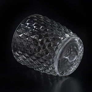 Geo cut clear Glass Candle jar home Decor