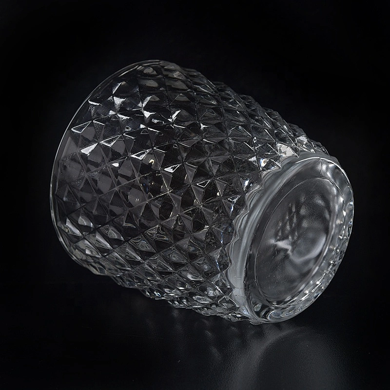 Geo cut clear Glass Candle jar home Decor