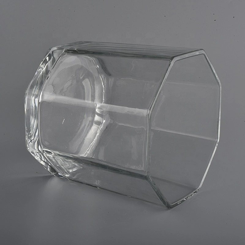 hexagonal glass candle jars with large capacity