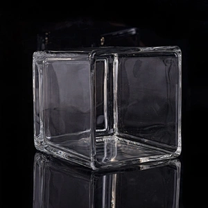 Wholesales Clear Square Glass Candle Jars Home Decoration