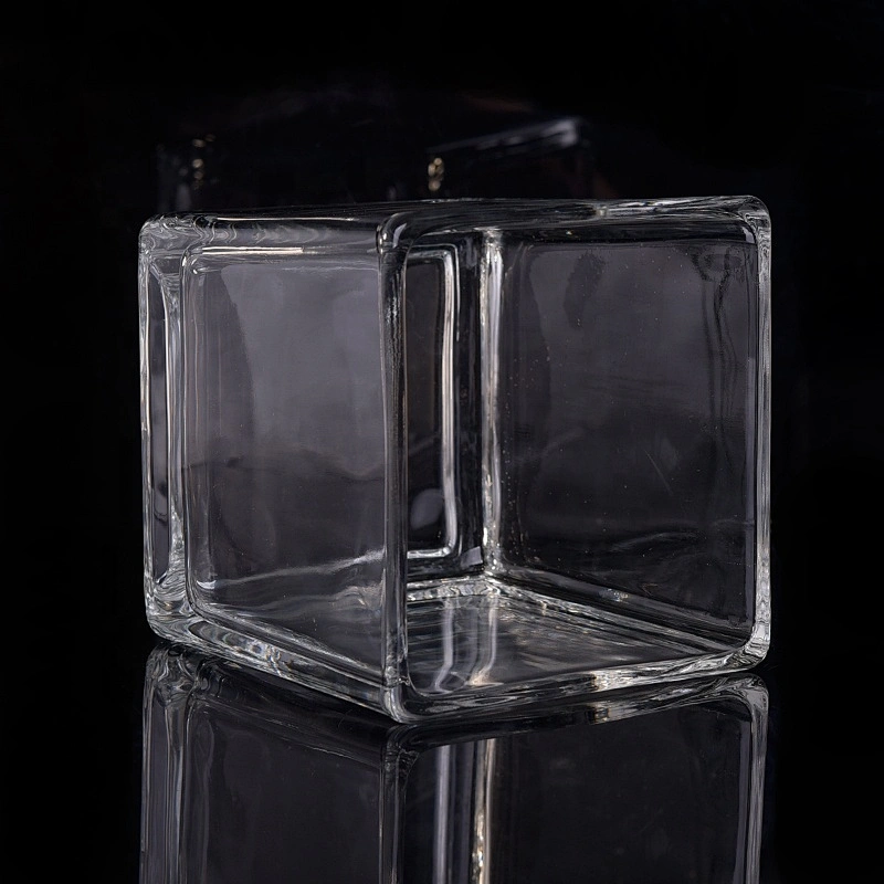 Wholesales Clear Square Glass Candle Jars Home Decoration