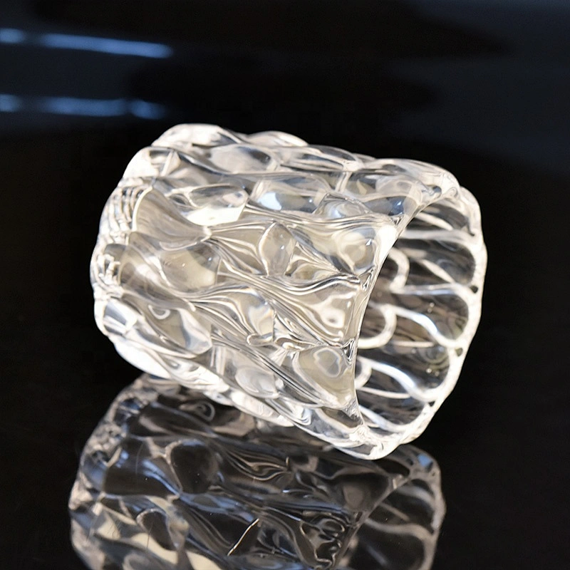 309ML New Arrival Glass Candle Jar with Emboss Design