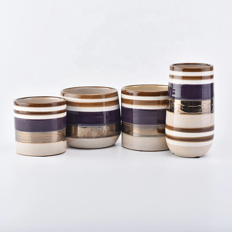 Luxury decorative ceramic candle customized iridescent vessel tealight candle holders wholesale