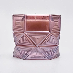 Wholesales Hexagon amber luxury Glass candle vessel