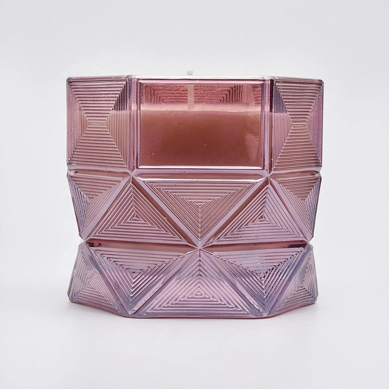 Wholesales Hexagon amber luxury Glass candle vessel